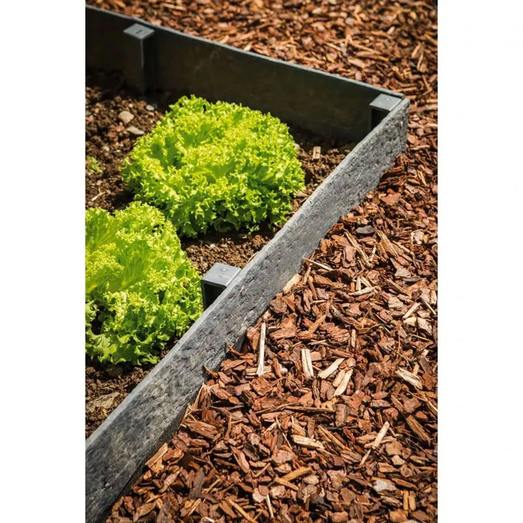 Bordo Flessibile da Giardino Verdemax Effetto Roccia 10 m x 12 cm in PP Grigio