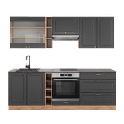 Cucina componibile Fame-Line Antracite rustico/Rovere dorato 235 cm, PL Antracite Vicco