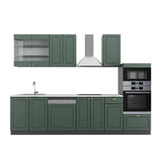 Cucina componibile Fame-Line Verde-oro rustico/Antracite 300 cm con armadio alto, PL Marmo Vicco