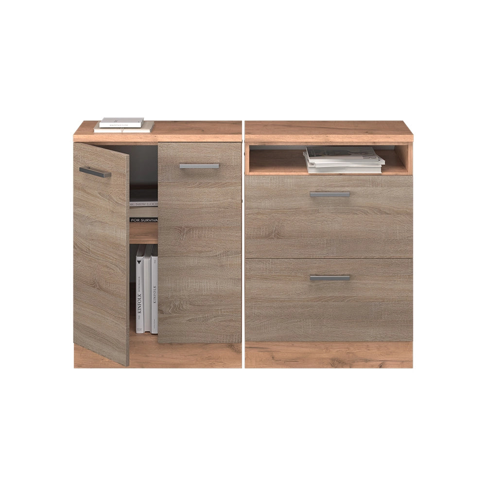 Set di mobili sottotetto Rion Sonoma/Rovere dorato 120 cm Set di 2 carcasse armadio profondità 60 cm Vicco