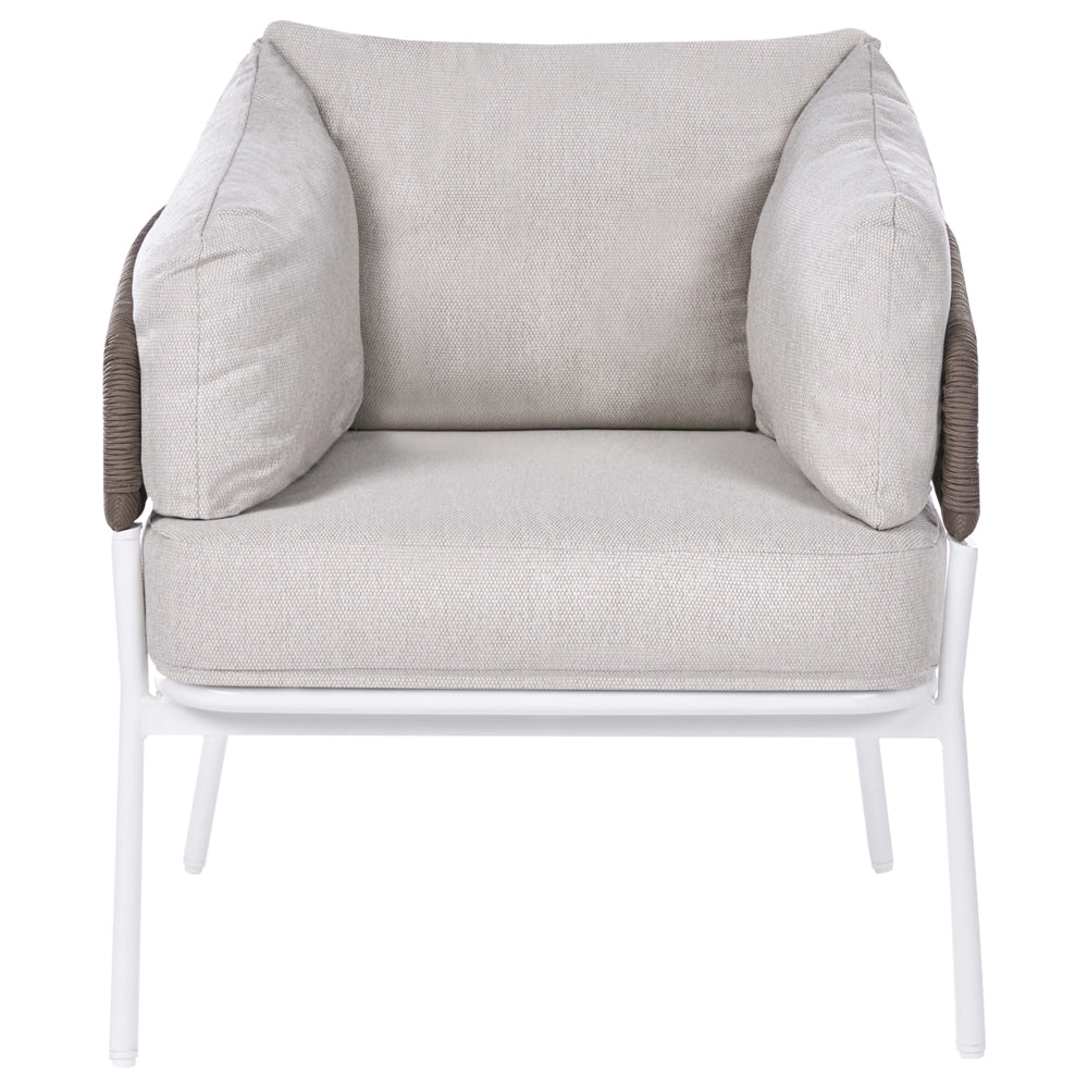 Set da salotto da giardino a 7 posti con divano angolare in corda intrecciata poltrone e 2 tavolini da caffè beige struttura in alluminio