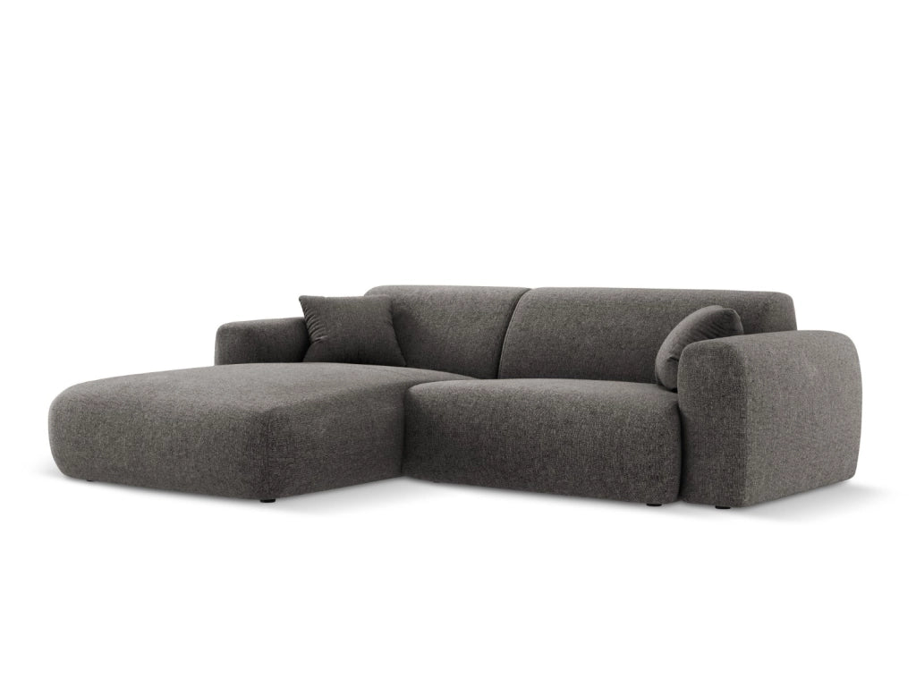 Cosmopolitan Design - Divano angolare sinistro "Nolio" 4 posti in ciniglia grigio 