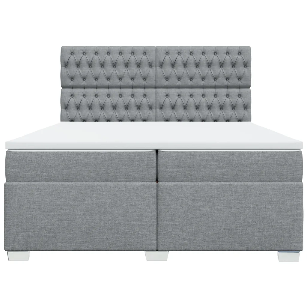Giroletto a Molle con Materasso Grigio Chiaro 200x200cm Tessuto