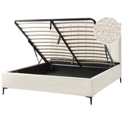 Letto Matrimoniale con Contenitore in tessuto bouclè bianco sporco 180 x 200 cm gambe in metallo Nero