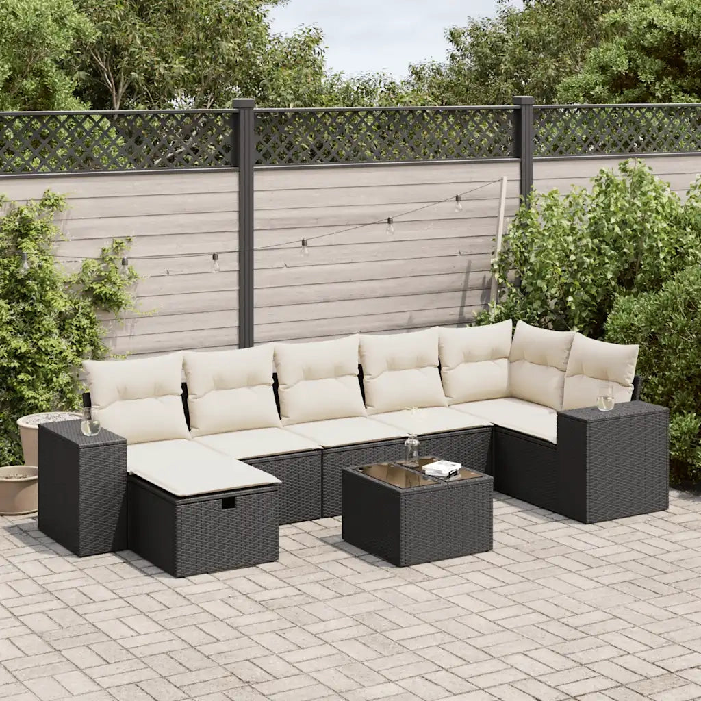 Set Divani da Giardino con Cuscini 8 pz Nero in Polyrattan 3325712