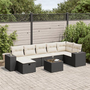 Set Divani da Giardino con Cuscini 8 pz Nero in Polyrattan 3325712