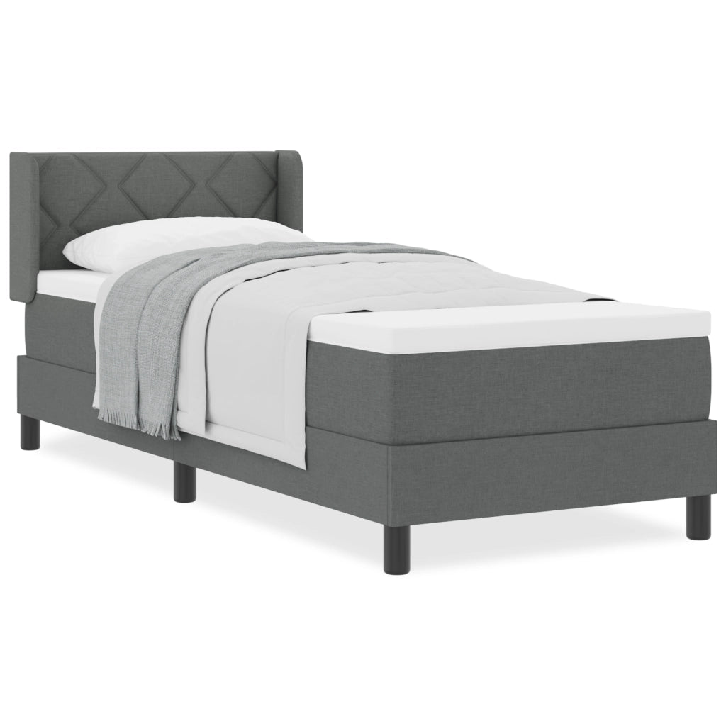 Letto con Box Spring  con Materasso Grigio Scuro 80x200 cm Tessuto