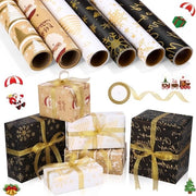 Papel di Carta per Regalo - 6 Rotoli con Nastro per Natale - 43 x 300 cm Rotolo