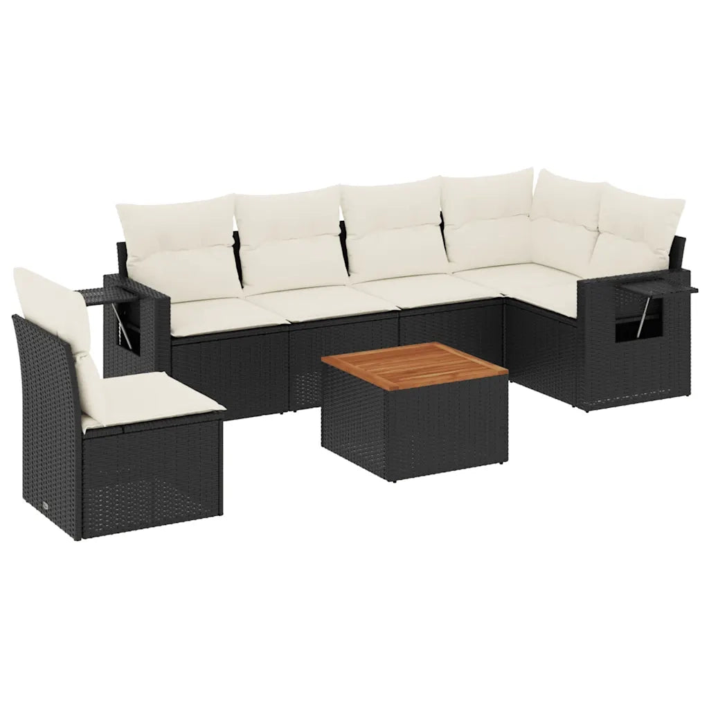 Set Divani da Giardino con Cuscini 7pz Nero Polyrattancod mxl 114787