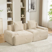 Divano Modulare in Tessuto Chenille ¨C MINIMAL ¨C Beige Chiaro, Morbido, Antimacchia
