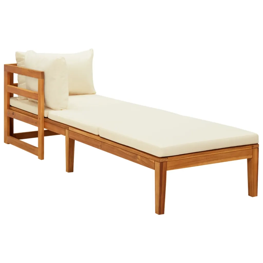 Set Divani Giardino 3 pz Cuscini Bianco Crema in Legno d'Acacia 3087278