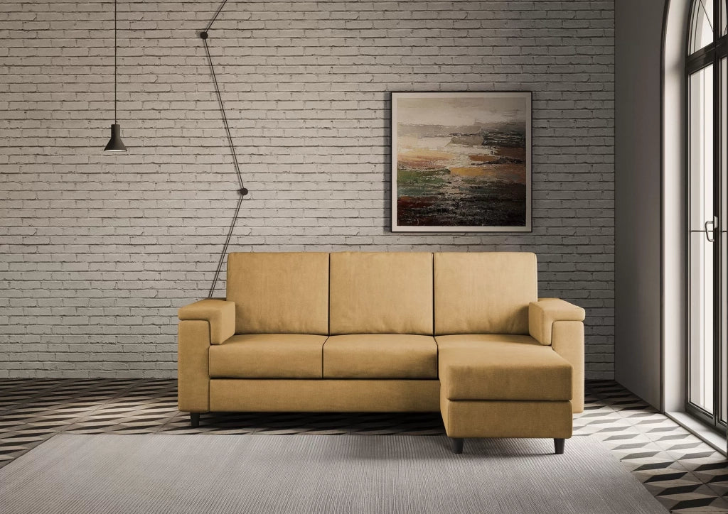 Divano marrak 3 posti (tre sedute da 60cm) + pouf misure esterne l.208 p.155 | ocra - Mobili 2G