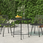 Tavolo da Pranzo Nero Ã˜80 cm Vetro Temperato e Acciaio cod mxl 34228