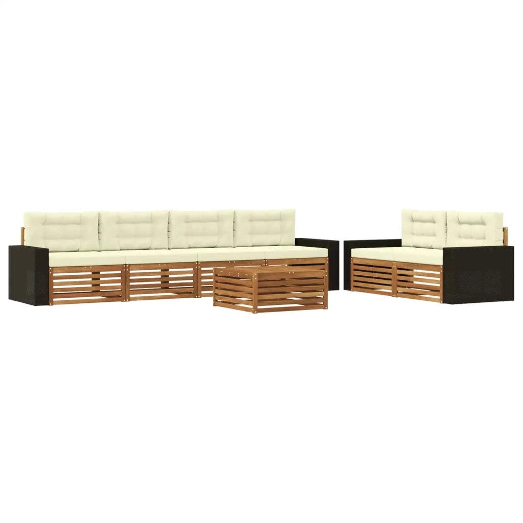 Set di divani da esterno 7 pcs Naturale e Crema Poliestere 3383063