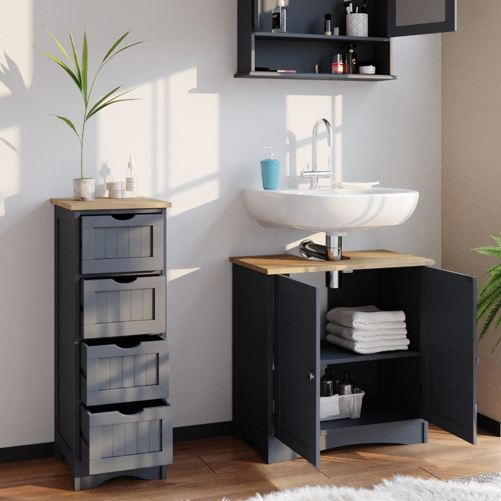 Vicco Set mobili bagno Grigio 3 parti