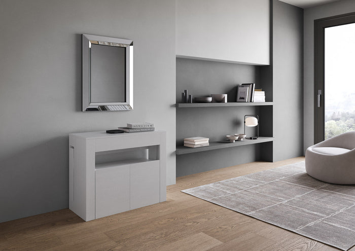 Consolle Tavolo Allungabile 90-302x42x75 cm Evolve Bianco Frassino con Panca Inferiore