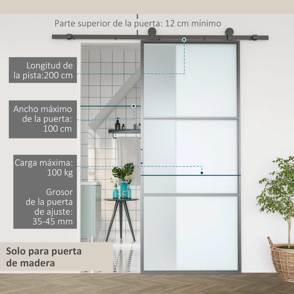 Kit accessori porta scorrevole 200 cm ¨C zephmum ¨C nero 200x40x0,6 cm