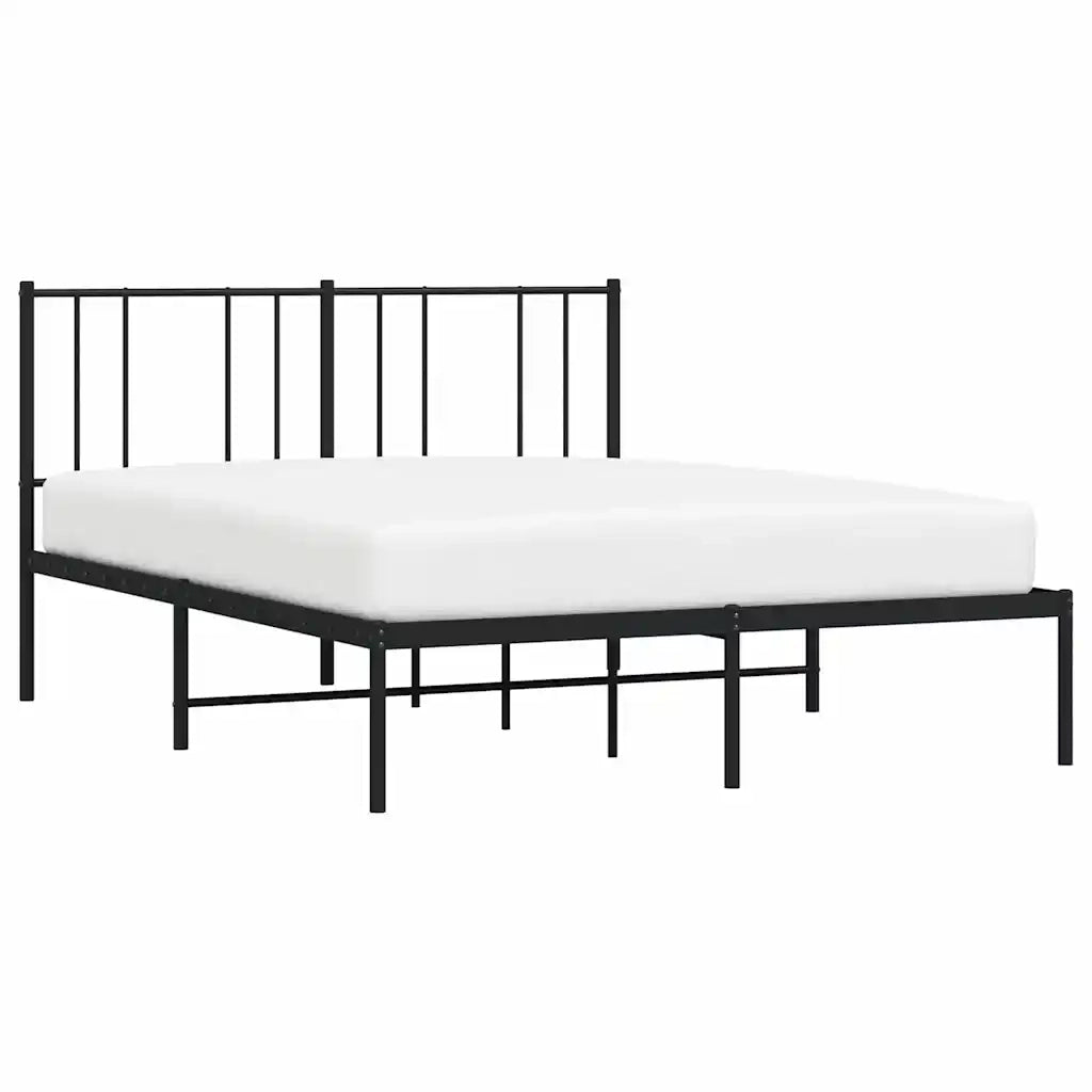 Letto matrimoniale | Letto per adulti | Giroletto con Testiera in Metallo Nero 120x200 cm