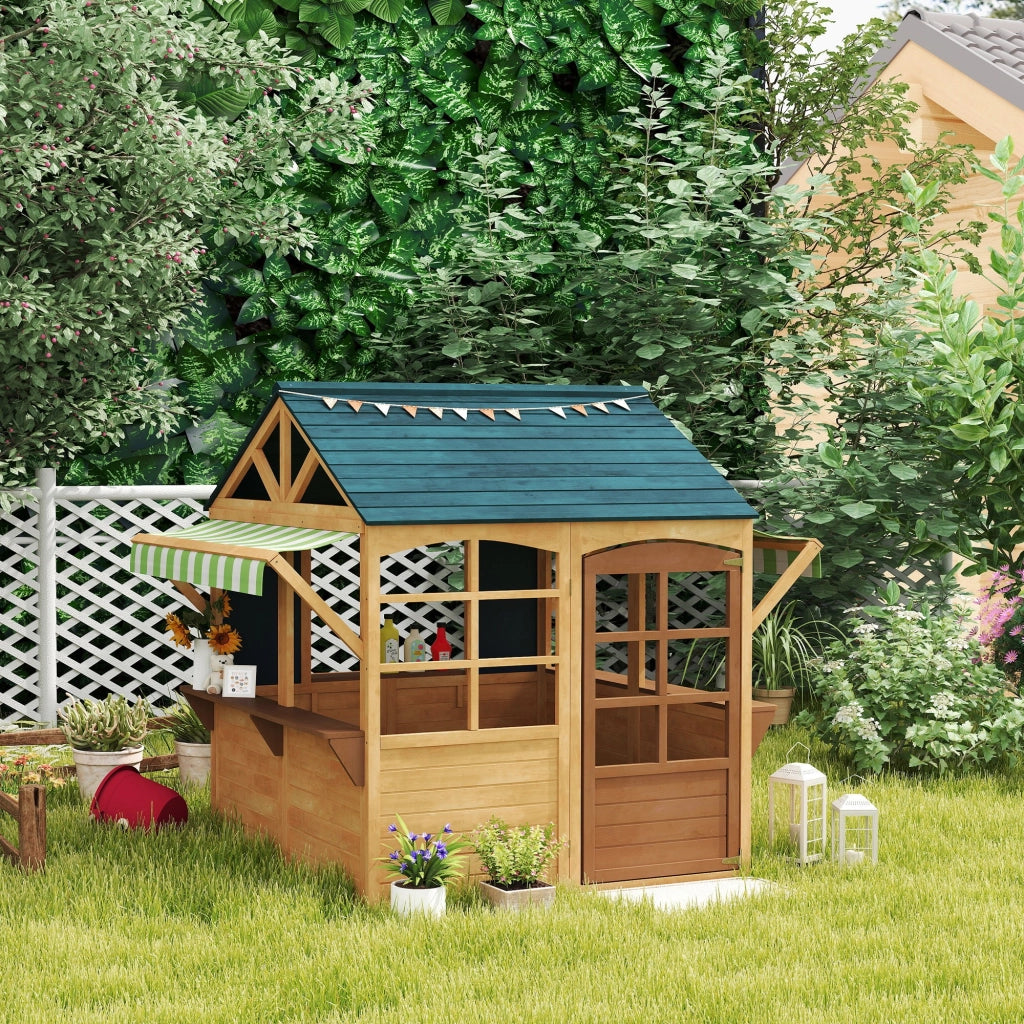Casetta per Bambini in Legno di Abete ¨C zephmum ¨C Marrone e Blu 173x117x144