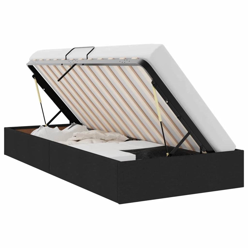 Letto ottomano con archiviazione Nero 90 x 200 cm Tessuto 3442798
