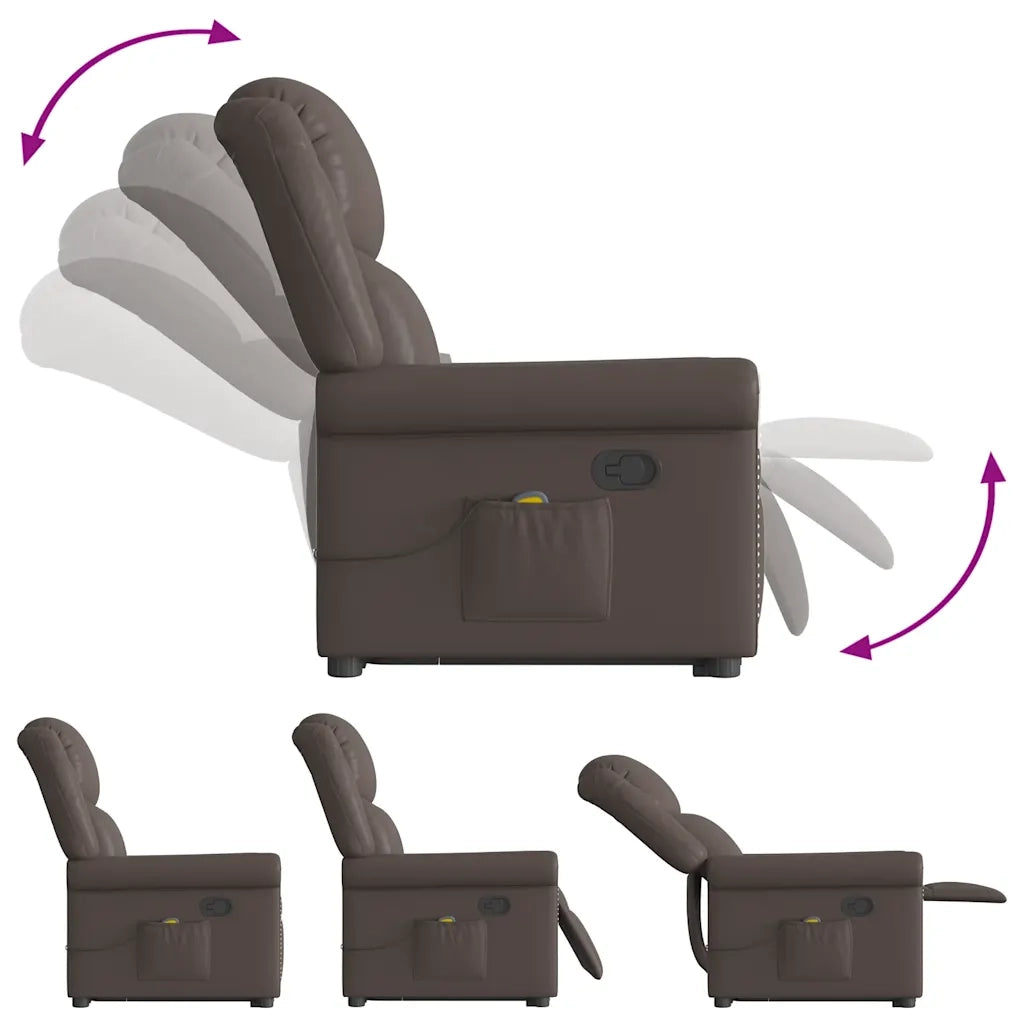 Poltrona Alzapersona Reclinabile Massaggio Marrone Similpelle 3303421