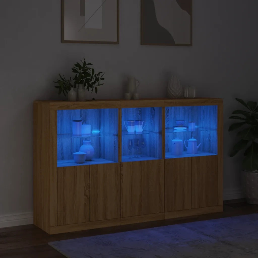 Credenza con Luci LED Rovere Sonoma 162x37x100 cm