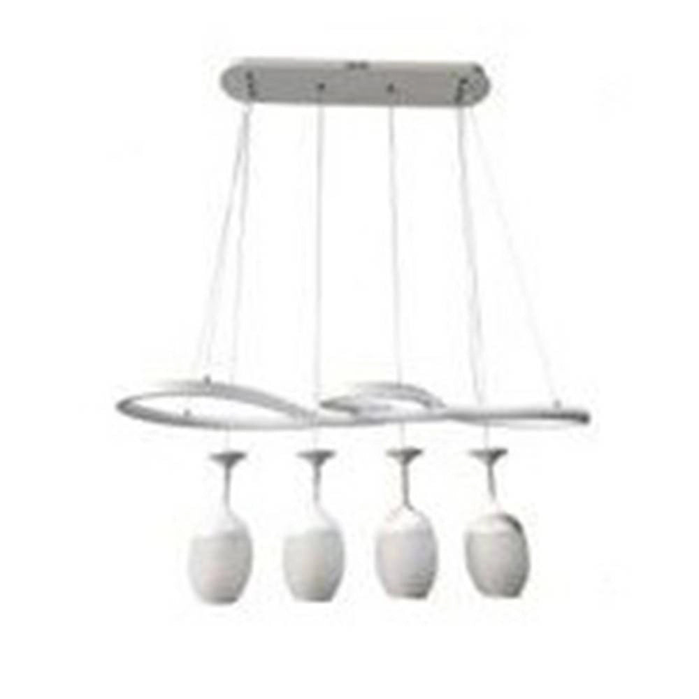 Trade Shop - Lampadario A Led Curve Bianco 4 Punti Luce 68 Watt Luce 3000k 4000k 6500k Lp-24b -