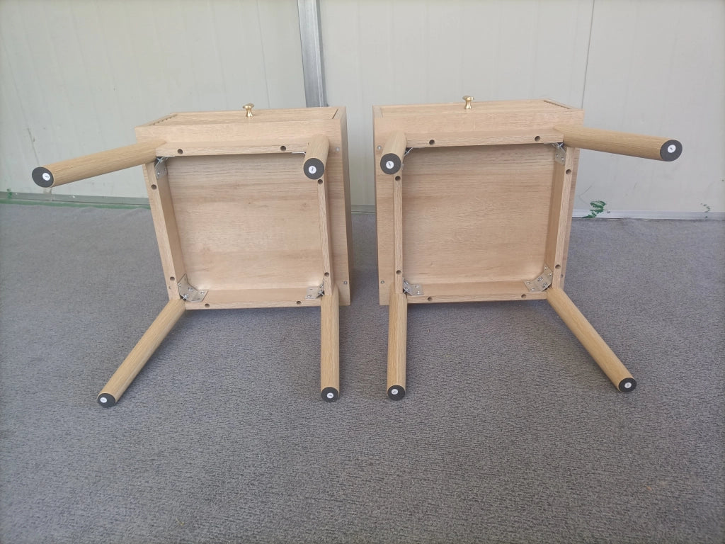 Comodino con 2 cassetti e guide scorrevoli, per camera da letto, in MDF e truciolare, rovere, 40 × 40 × 55 cm