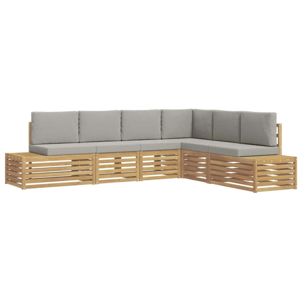 Set di divani da esterno 6 Pezzo Bianco e Grigio Chiaro 3392476
