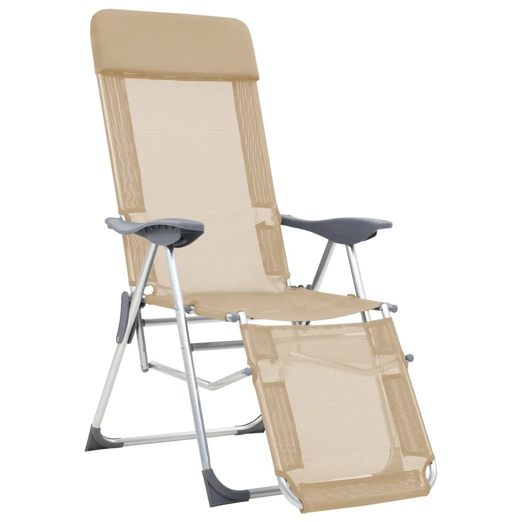 Sedie Campeggio Pieghevoli con Poggiapiedi 2pz Crema Textilenecod mxl 81579