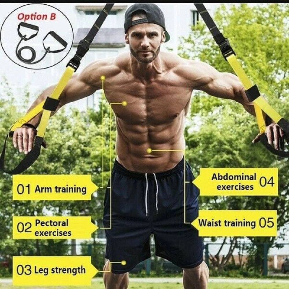 Trade Shop - Trainer Di Sospensione Cinghie Bande Di Resistenza Fitness Allenamento Palestra -