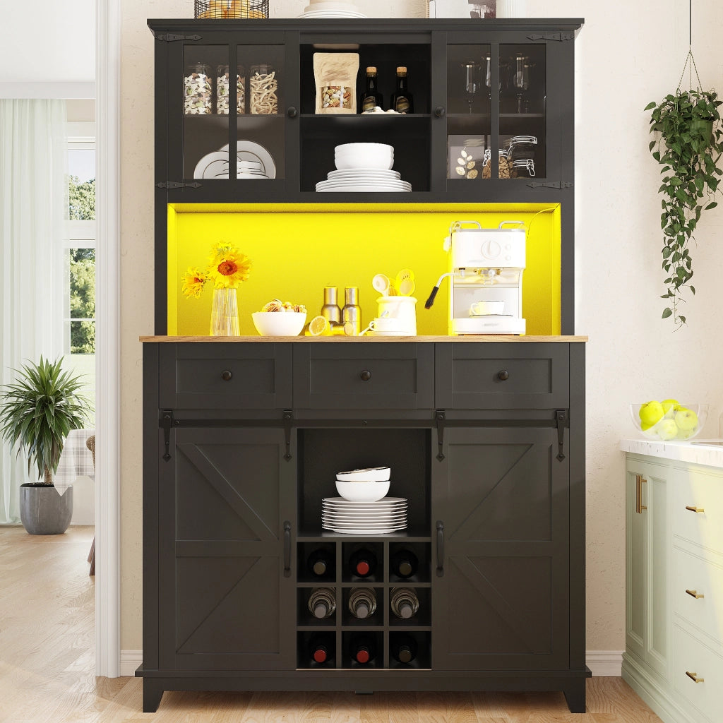 ARMADIO DA CUCINA 105x38,4x180 cm Nero MDF con LED