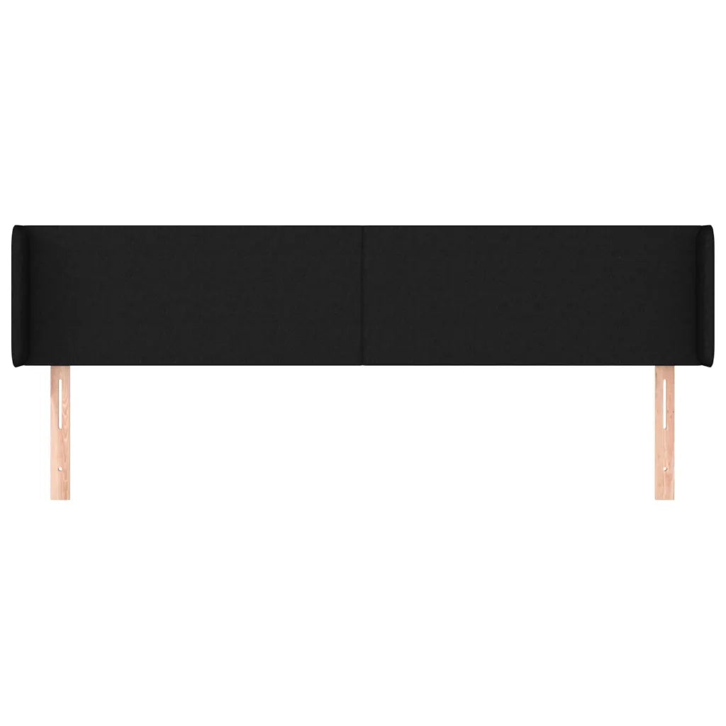 Testiera | Testata ad Orecchio Nera 163x16x78/88 cm in Tessuto