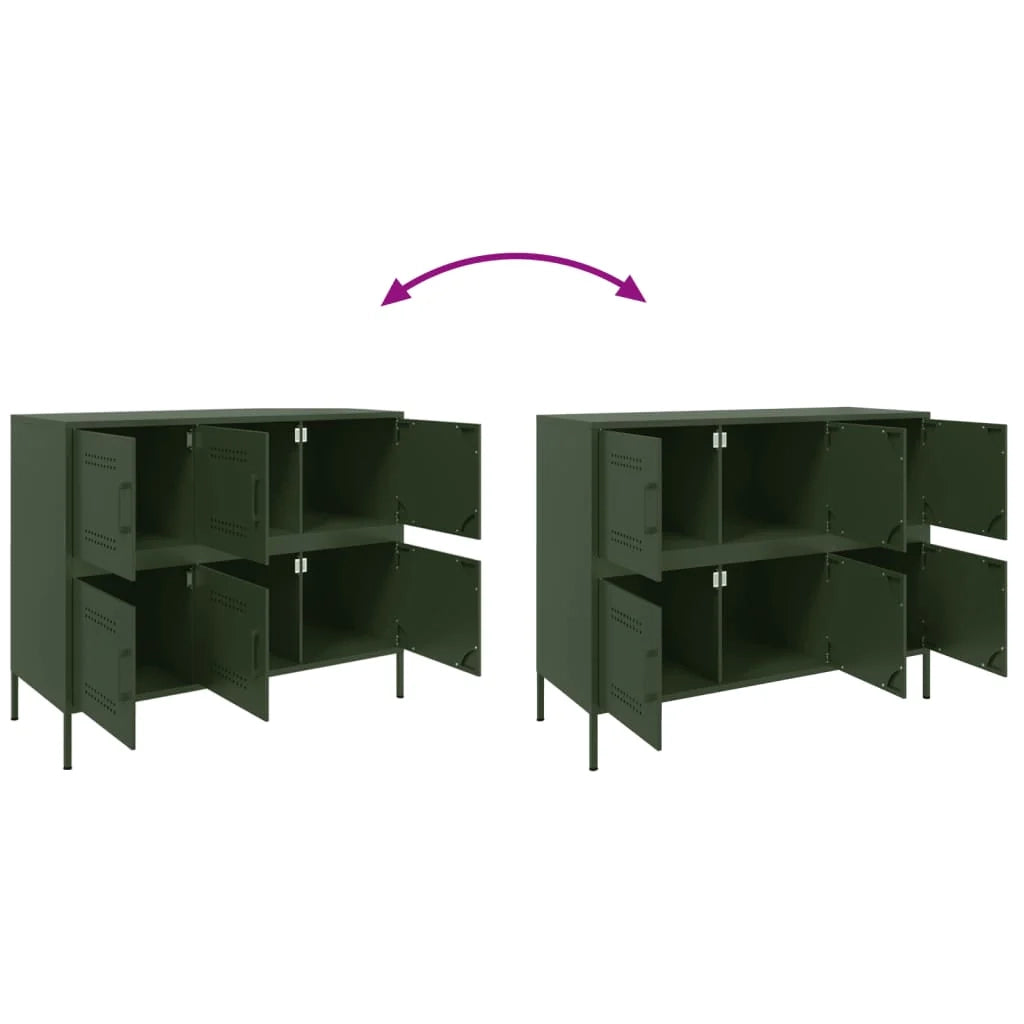Credenza cassettiera armadio contenitore organizer cucina soggiorno salotto oliva 1005 x 39 x 79 cm acciaio verde 02_0036570