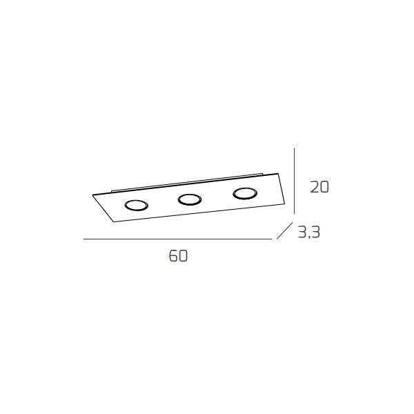 Toplight Plafoniera da soffitto rettangolare 3 luci Area con attacco GX53, struttura colore bianco, design moderno 60x20x3cm