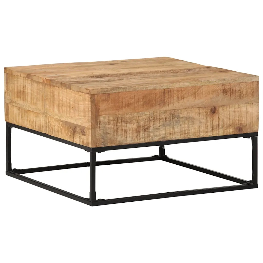 Tavolino da Salotto-Tavolino da soggiorno-Tavolo 68x68x41 cm in Legno di Mango Grezzo