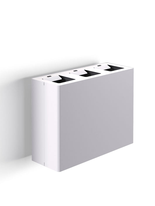 Pattumiera a Muro a 3 Scomparti Totale 60 L 76x28x56 cm con Contenitori Interni in Acciaio Verniciato Bianco