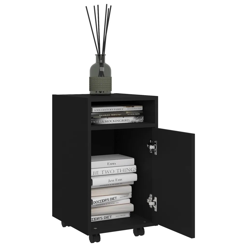 Credenza con Ruote-Buffet-Armadio da cucina Nera 33x38x60 cm in Legno Multistrato