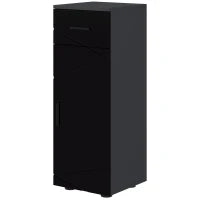 kleankin Mobiletto Bagno in Truciolato con Cassetto e Armadietto a 2 Livelli Regolabili, 30x30x82 cm, Nero e Grigio