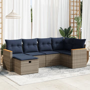 Set Divano da Giardino 6 pz con Cuscini Grigio in Polyrattan 3325918