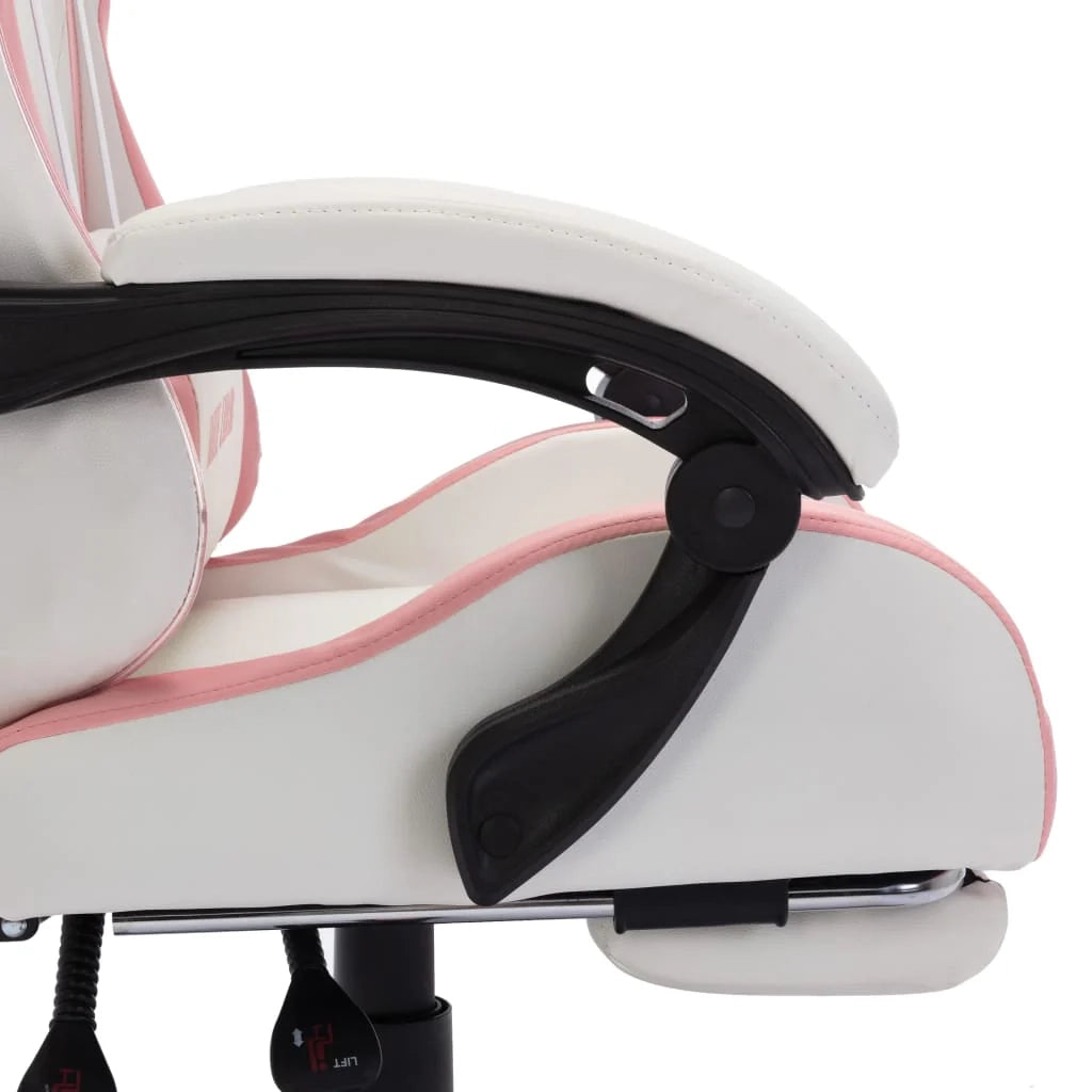 Sedia girevole da ufficio/studio per computer e videogiochi con illuminazione LED RGB rosa e similpelle rosa 02_0024211