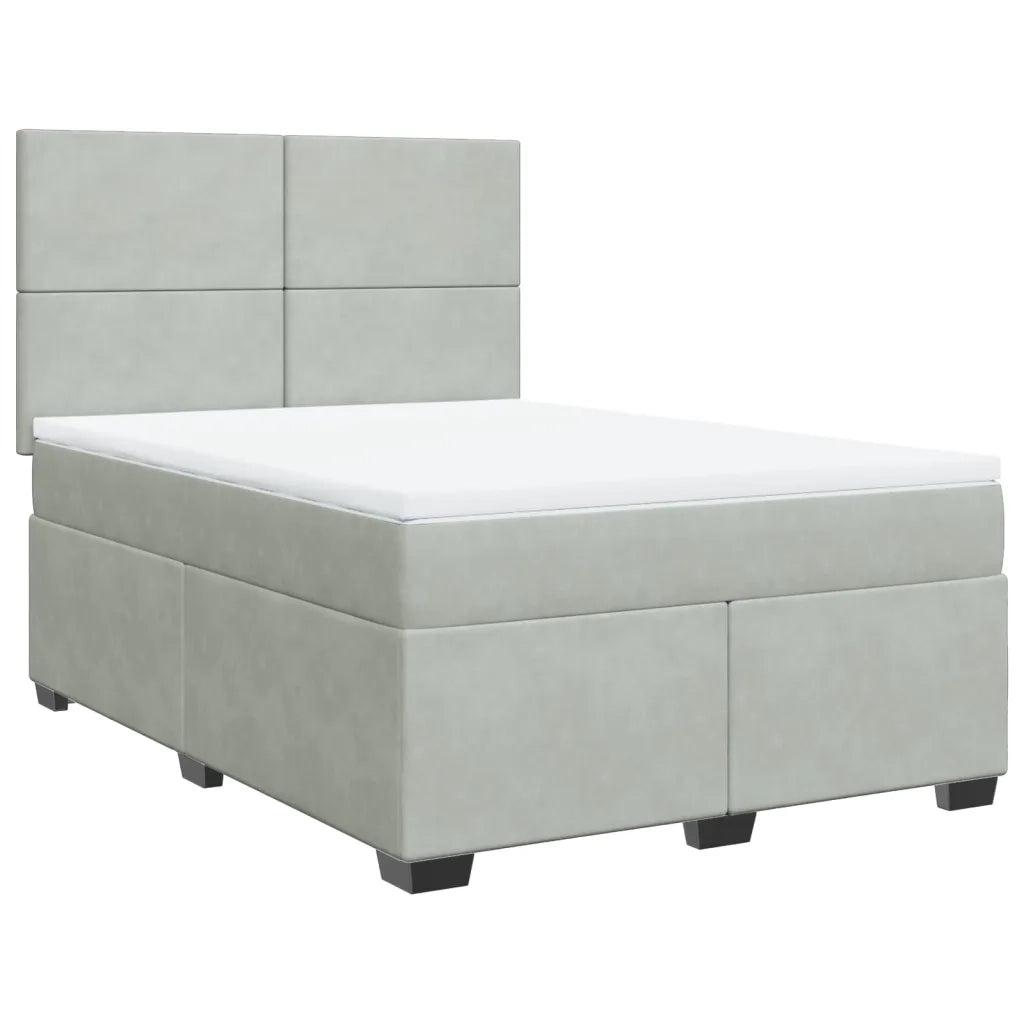 Giroletto a Molle con Materasso Grigio Chiaro 160x200cm Velluto