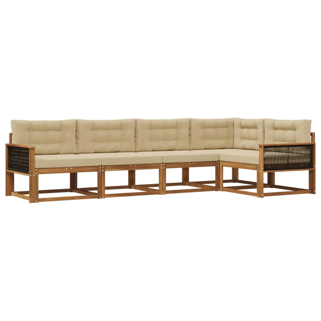 Set di divani da esterno 5 pz Naturale e Beige 3382566