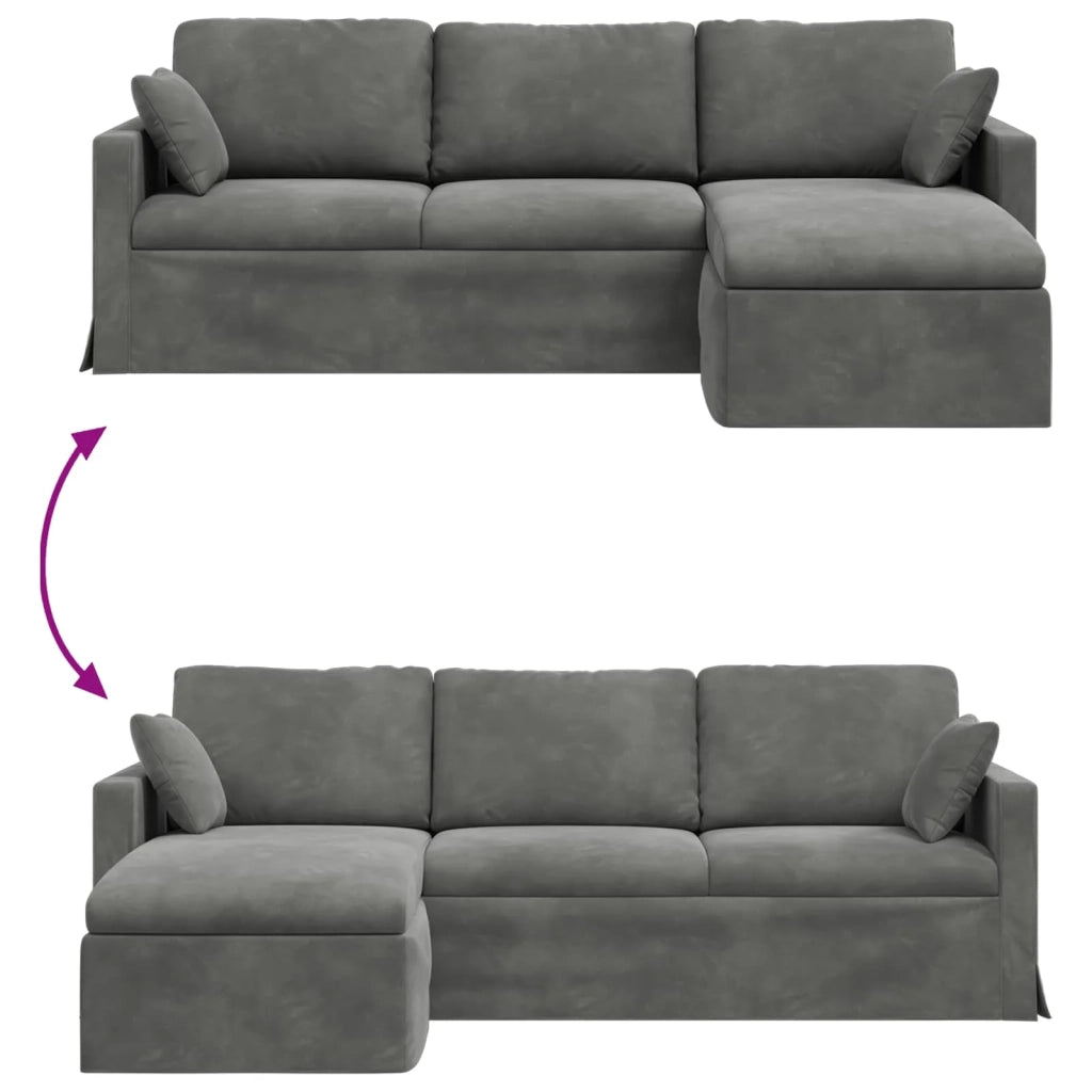 Divano Grigio scuro 198 x 134 x 80 cm Velluto