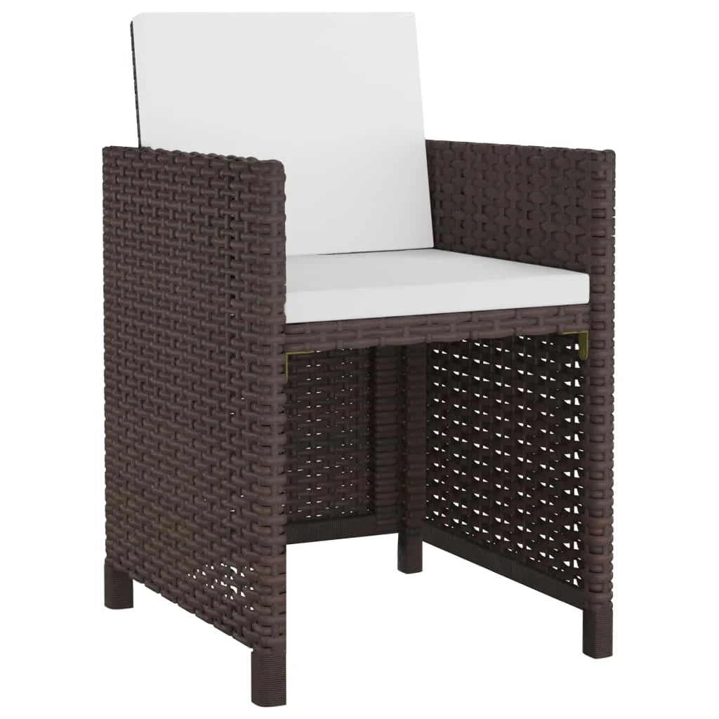 Set di mobili da giardino mobili da esterno 11 pezzi con cuscini resina intrecciata marrone 02_0015430