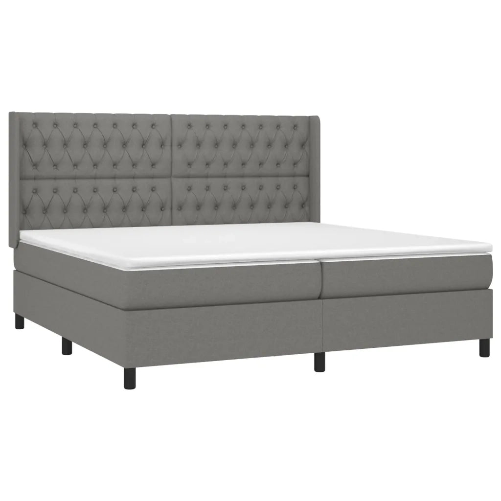Giroletto a Molle con Materasso Grigio Scuro 200x200 cm Tessuto 3131698