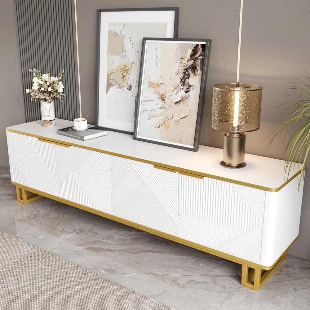 Mobile TV con Ante ¨C MINIMAL ¨C Legno, Design Geometrico, 160x37.5x48 cm