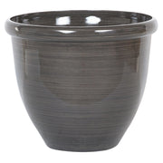 Vaso per piante fioriera in massello di pietra marrone misto poliresina lucida per esterni tonda ⌀ 44 cm per tutte le stagioni