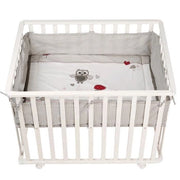 Box per bambini 100x75 cm + Tappetino con stampa di gufi Adam ed Eule + 4 ruote - ROBA - Legno bianco