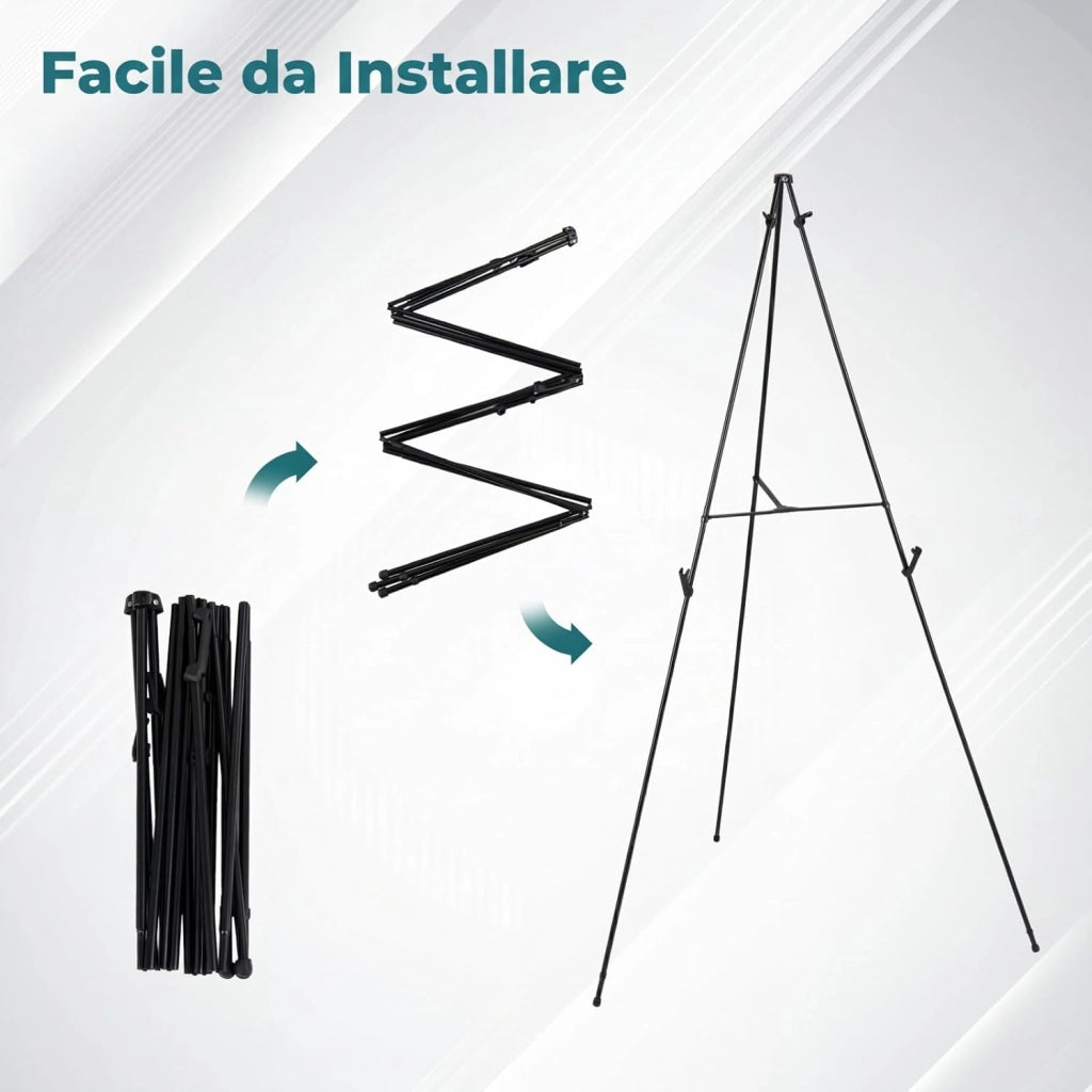 6 Pz Cavalletto per Dipingere, Cavalletto Pittura in Metallo con Staffe Regolabili, Piedini Antiscivolo e Borsa, Cavalletti da Esposizione Portatile, Portata 10 kg, Per Dipinti Poster